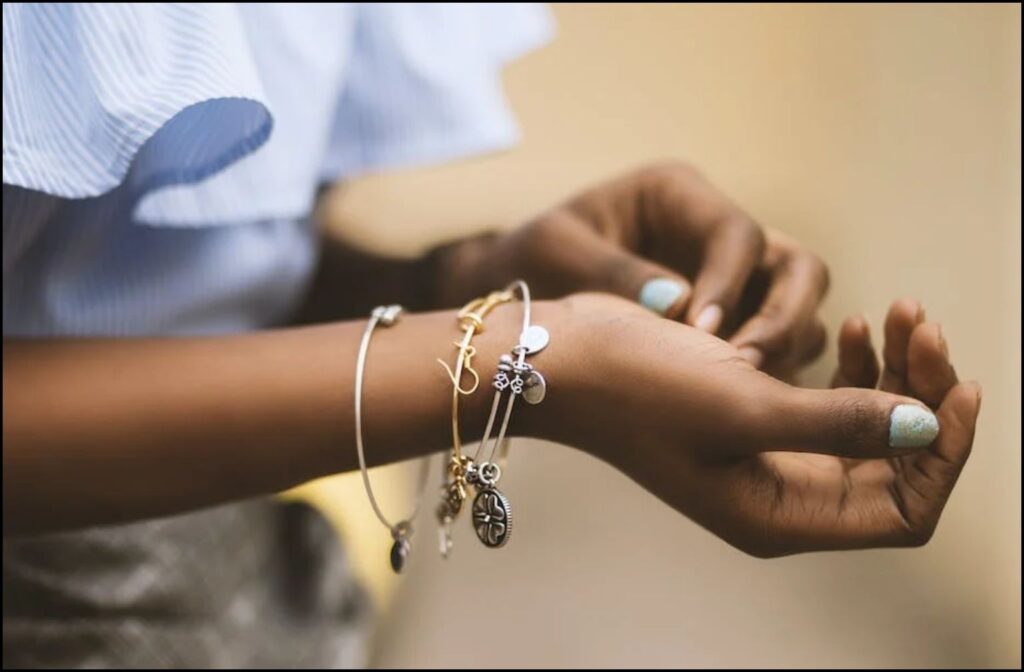 A woman wearing jewelry