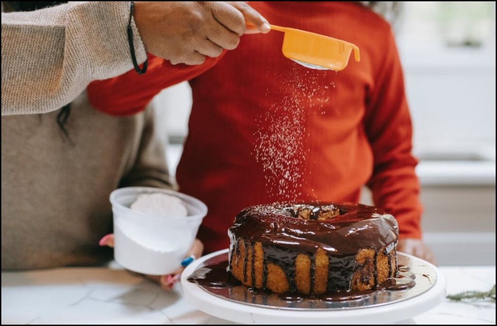A child making plum cake for Christmas