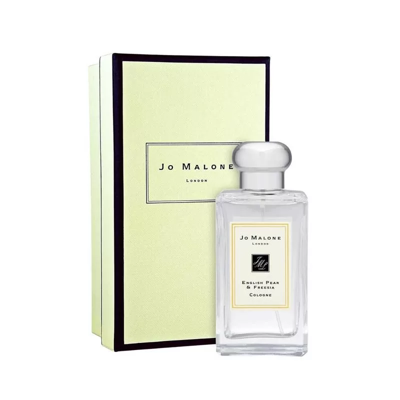 Elegant Jo Malone English Pear & Freesia fragrance with its box.