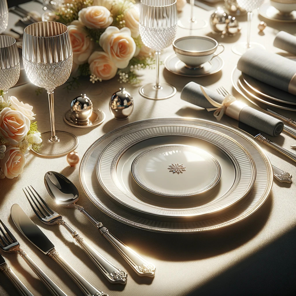 A beautiful luxurious cutlery set aka dinnerware that's designed for wedding gifts for couples on their special day