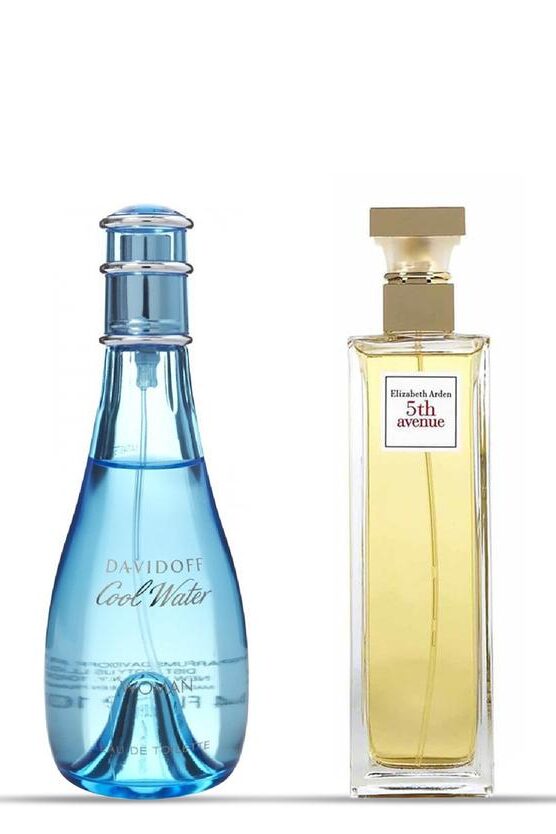 Perfume bottles of David Cool water and elizabeth arden for women