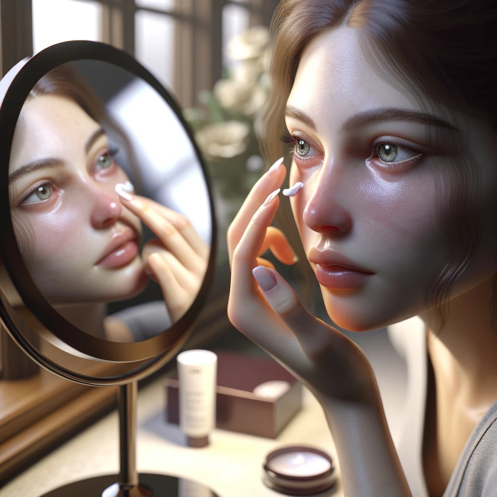 Morning Beauty Routines To Look Younger 21 creative illustration of a girl applying eye cream infront of a mirror