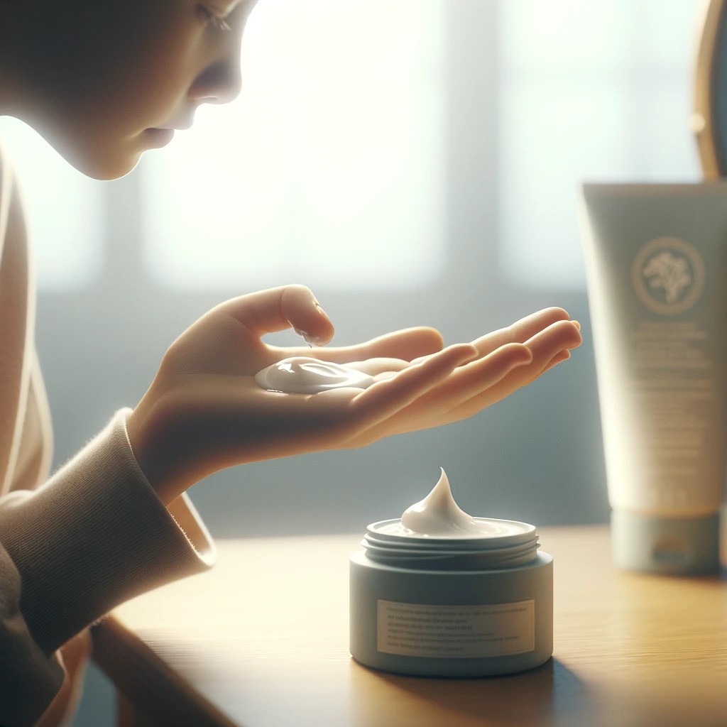 Morning Beauty Routines To Look Younger 20 an illustration of a girl taking moisturizer in her hand and the pack of moisturizer nearby her