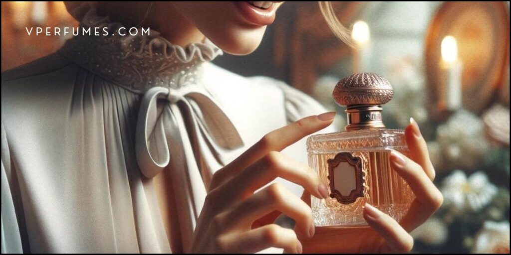 A girl opening a bottle of perfume