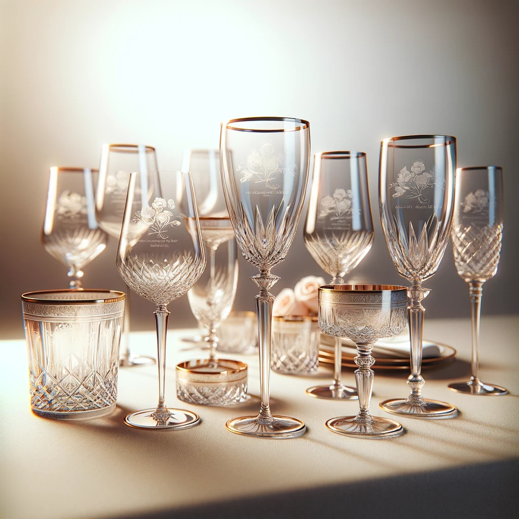 A photo of luxury glassware placed on a surface