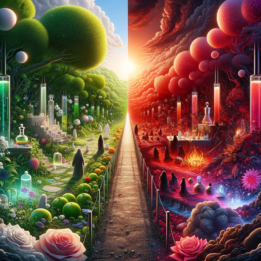 A symbolical illustration of Halal and Haram, especially perfumes in Islam for men and women