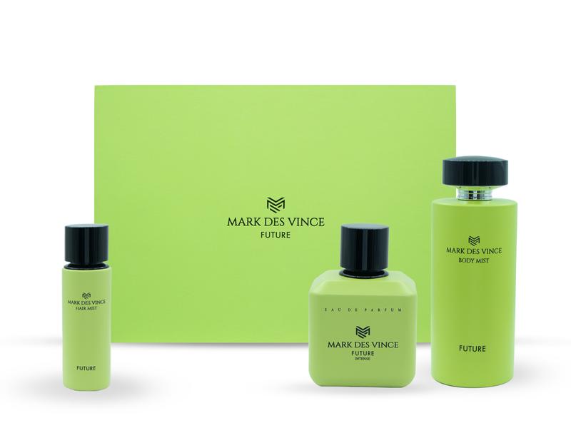 Mark Des Vince future set perfume bottles with box in light Apple green color