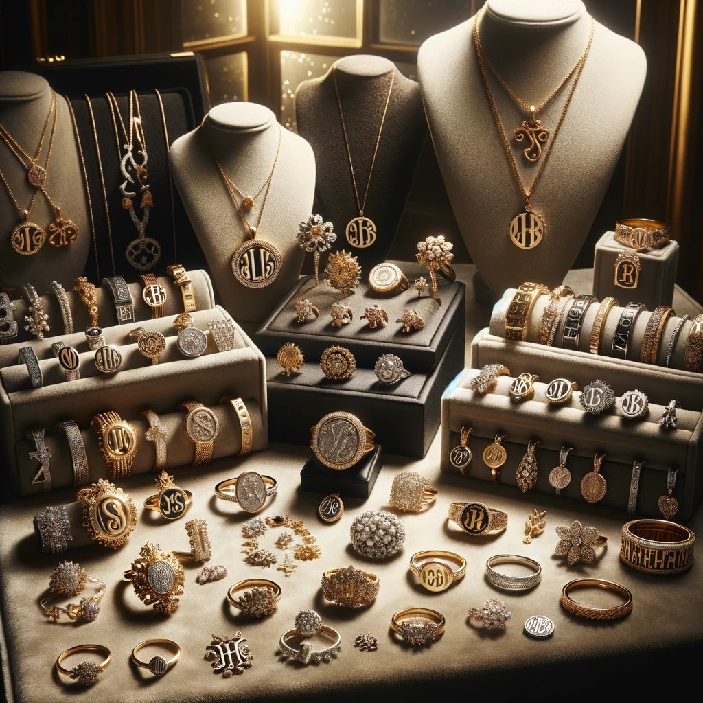 An illustration showing a collection of personalized jewelry sets