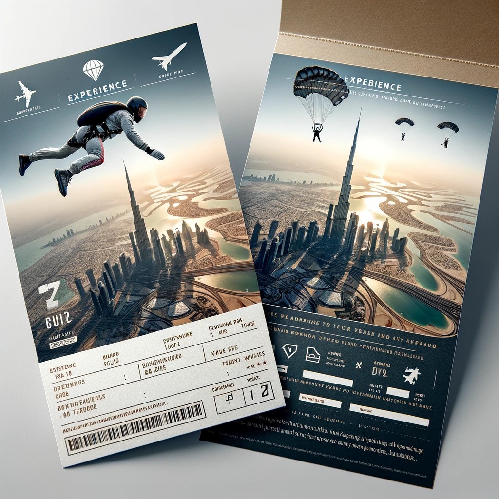 An illustration of dubai sky dive experience ticket 