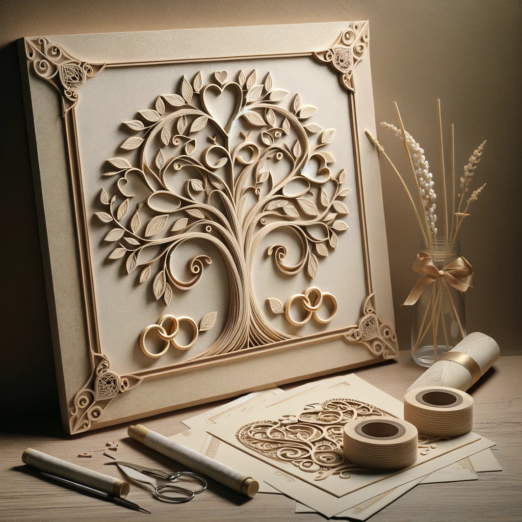A handmade wall decor of wood, placed on a table, ready to hang on the wall