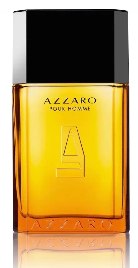 An orange perfume bottle of Azzaro Pour Homme for men, EDT