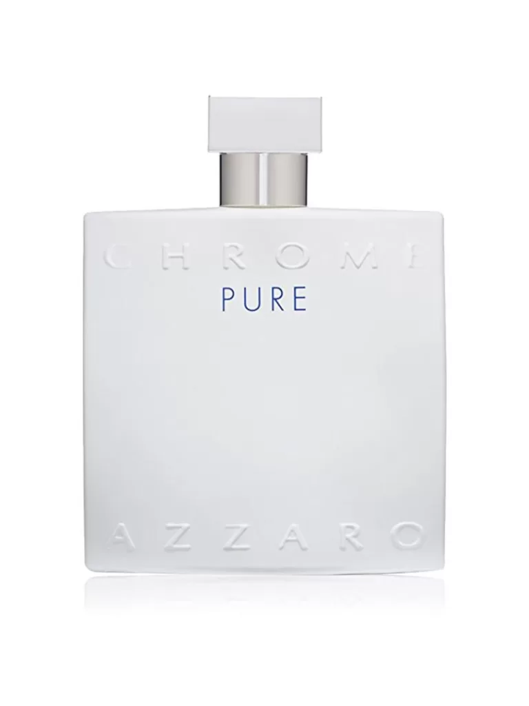 Image featuring Azzaro Pure Chrome Pure for Men EDT, showing a white, bottle 