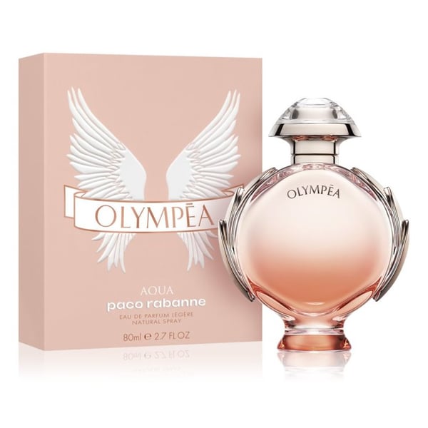 an image of paco rabanne olympea aqua perfume and its bottle