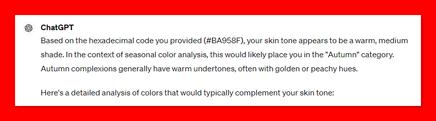 Chat GPT Seasonal color analysis vBlog