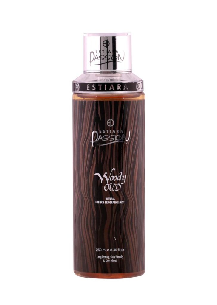 An image of Estiara passion woody oud body mist bottle