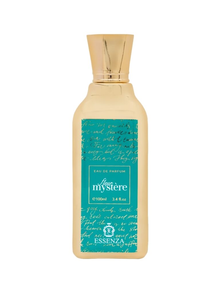 Essenza's Fragrant Marvels Tailored For You 25 Image of a bottle of Essenza Fleur Mystere in yellow and green color.