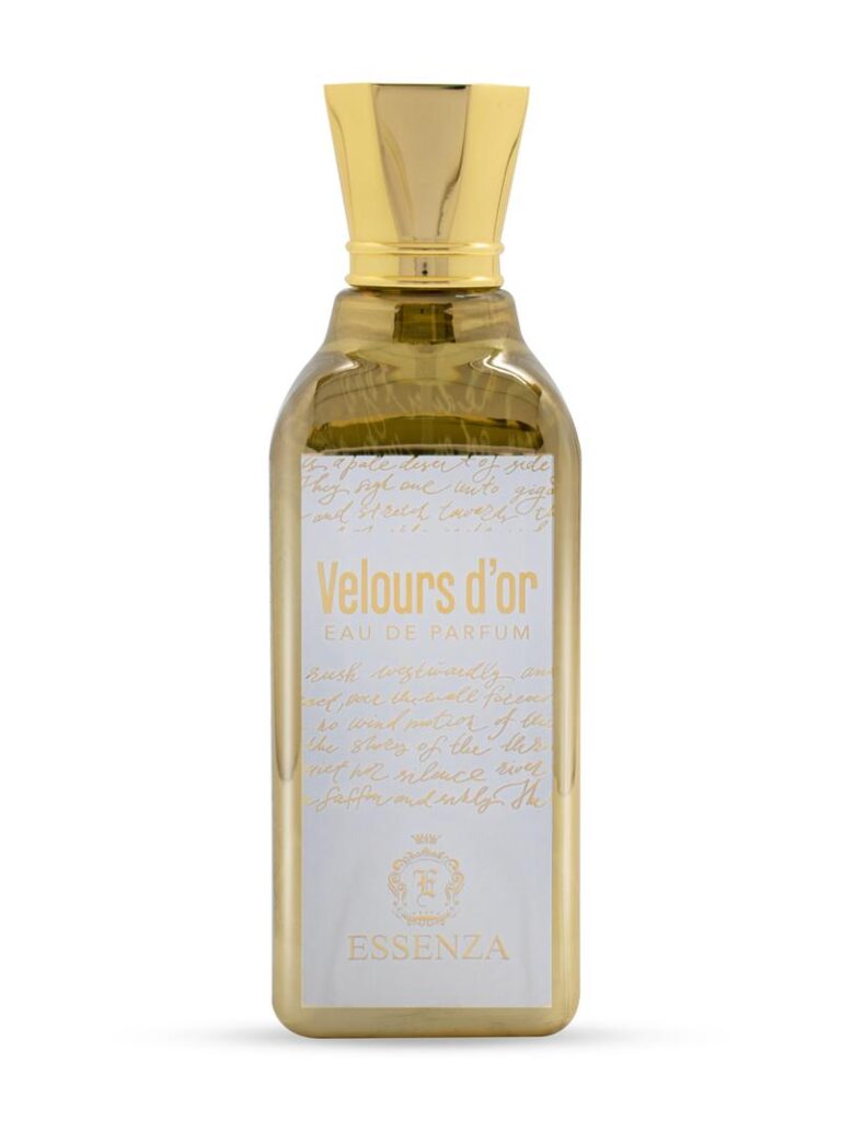 Essenza's Fragrant Marvels Tailored For You 20 A luxurious golden perfume bottle for 'Essenza Velours D'or'