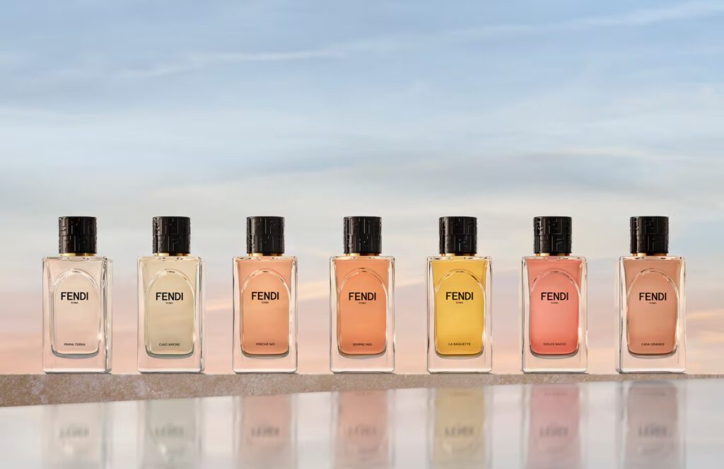 an image of the collection of newly launched Fendi perfumes