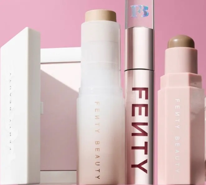 Top Influential Women-Owned Celebrity Brands 19 an image of the collection of fenty beauty cosmetics, including lipstick, moisturizer etc