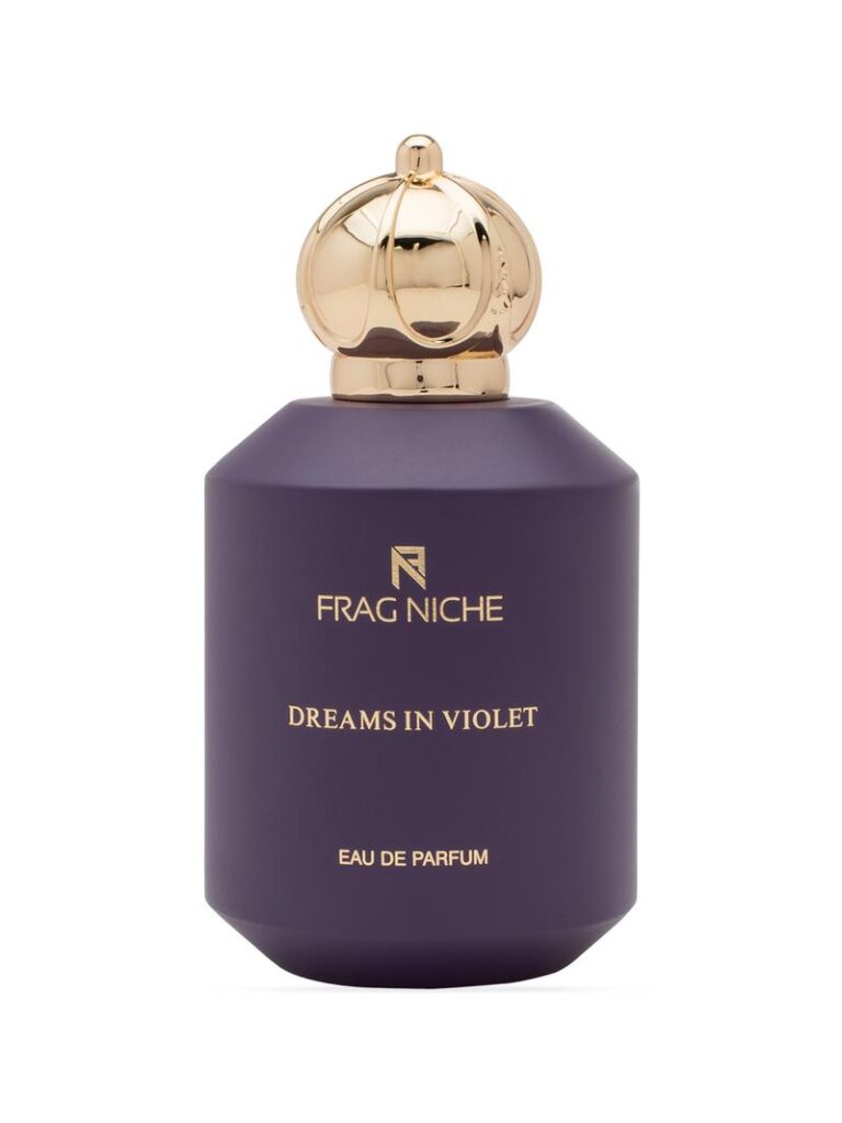 An image of the Frag Niche Dreams in Violet Eau De Parfum, with a violet-hued glass bottle