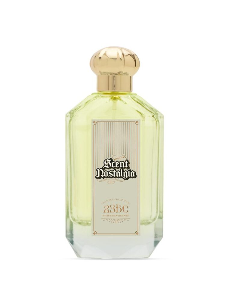 A bottle of Scent Nostalgia 23BC Eau De Parfum, 100ml, displaying a neat design