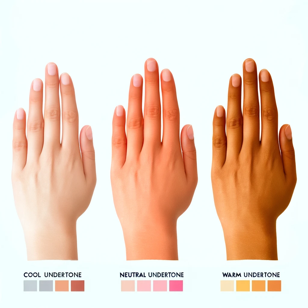 a representation of different undertones of the skin by referencing the hands