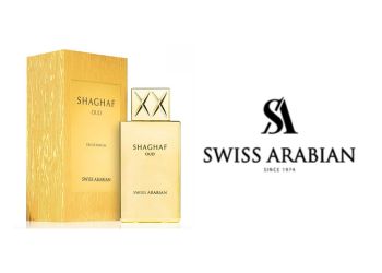 an image of shagaf oud perfume with the Swiss arabian logo