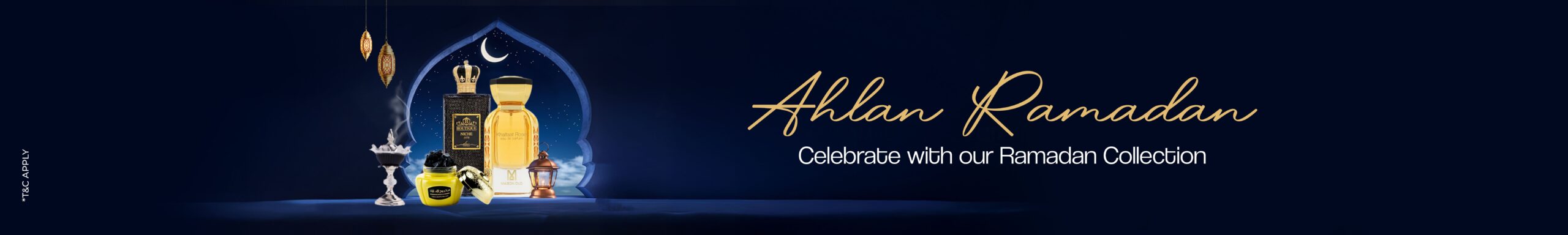 A footer banner of ramadan perfumes