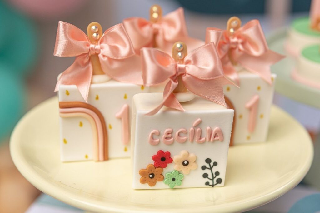An image of cake or chocolates in pretty packets