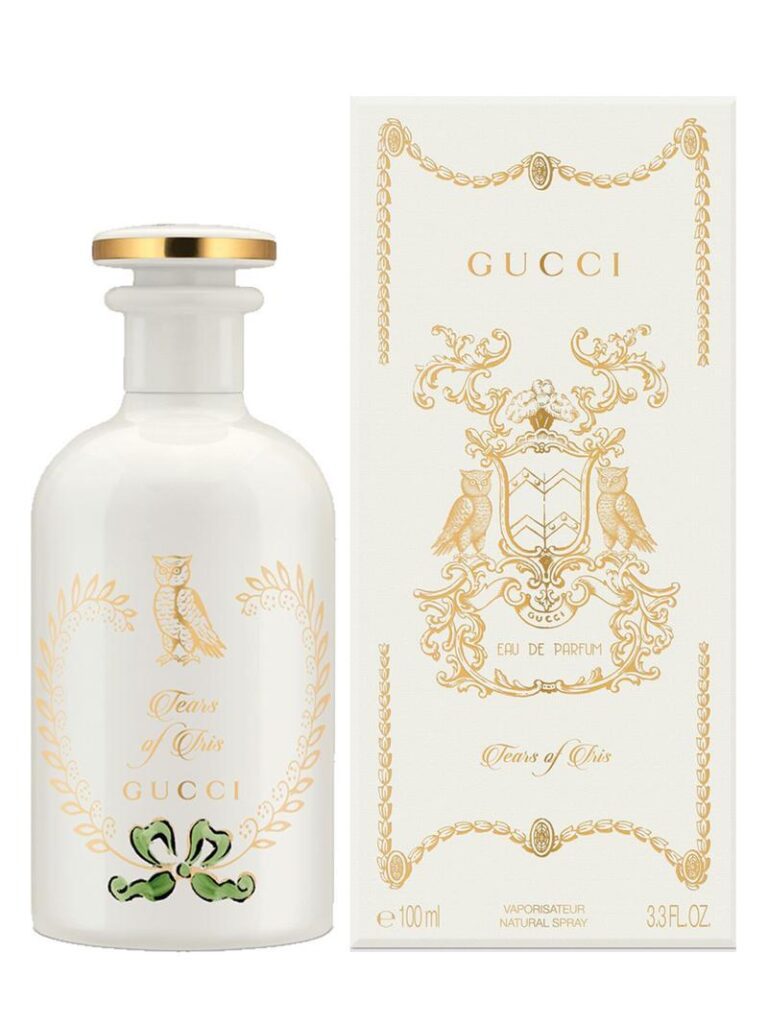 An image of Gucci tears of iris perfume with its box