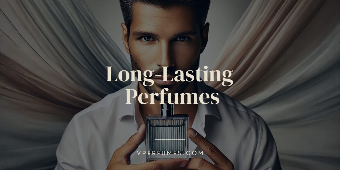 A creative illustration of a man holding perfume n his hand