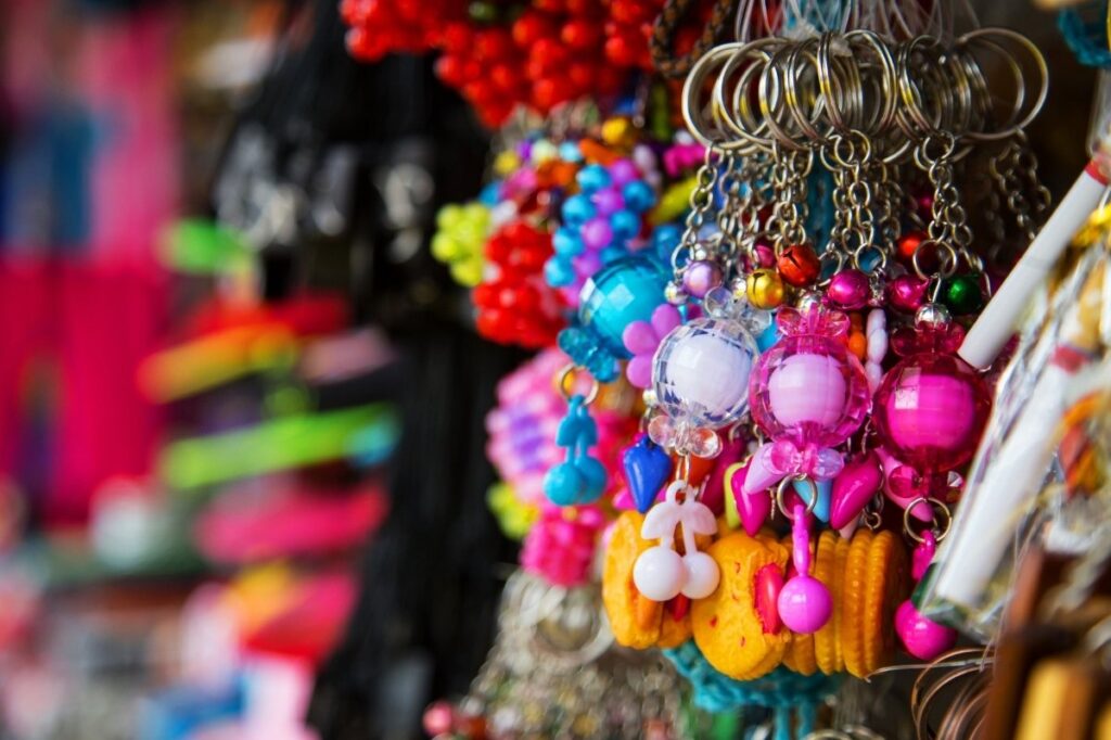 An image of different keychain souvenirs