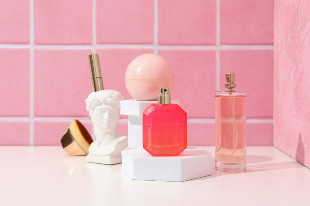 An image of different cosmetics and perfumes
