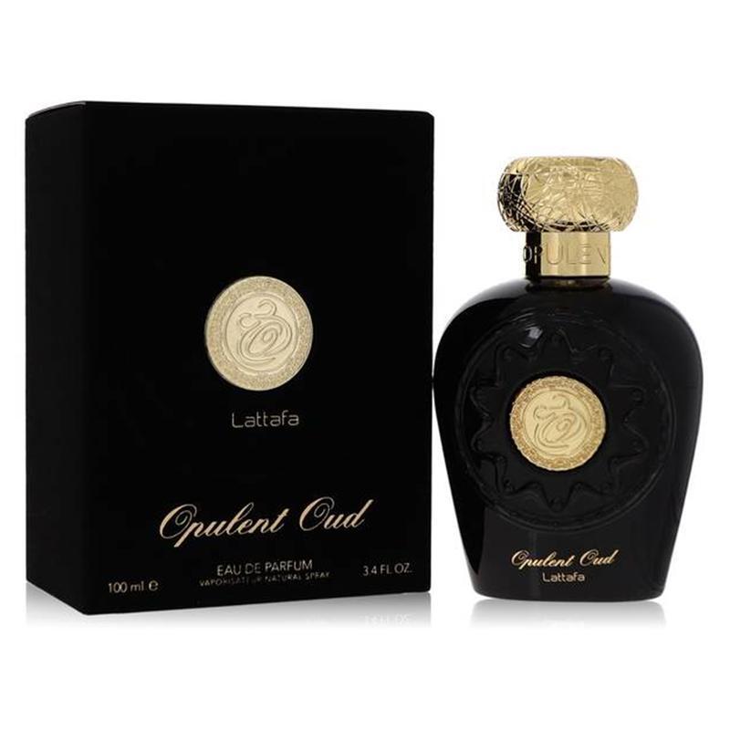 An image of Lattafa opulent oud perfume with its box.