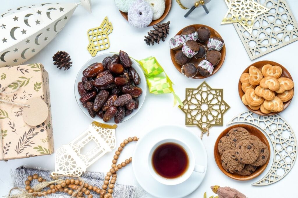 An image of eid snacks and equipments