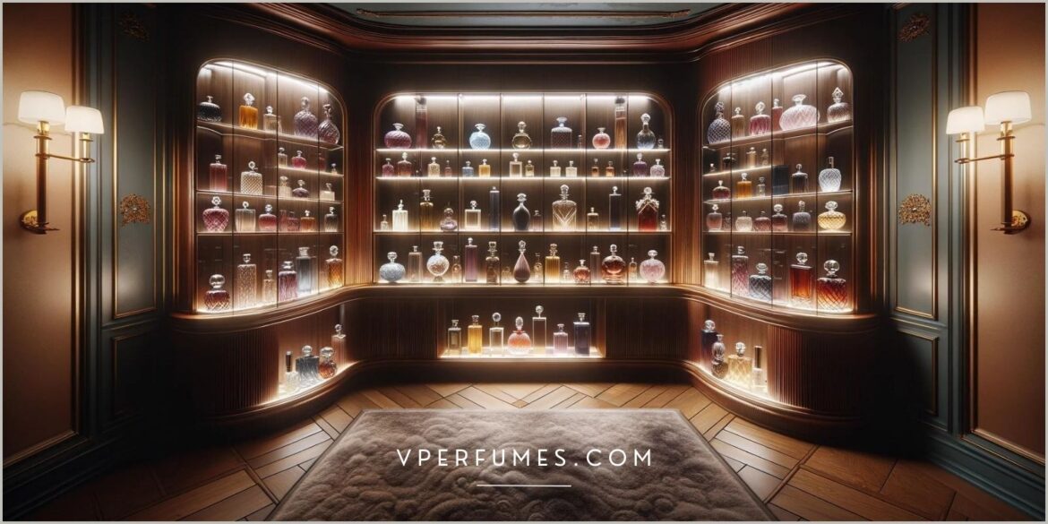 A perfume shelf for precious fragrances