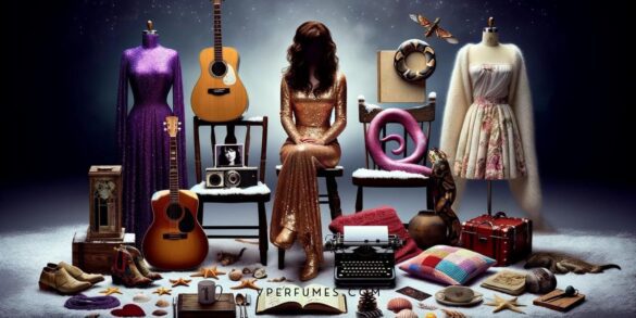 une illustration créative de différentes époques de Taylor Swift, qui dépeint les différents albums