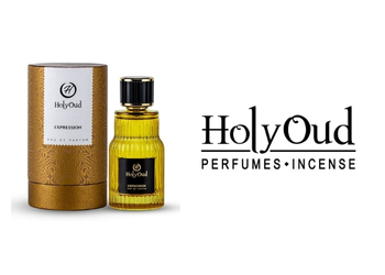 A image of Holy oud expression perfume with the Holy oud logo