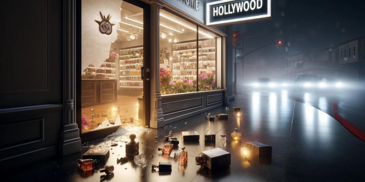 a creative illustration of a perfume heist