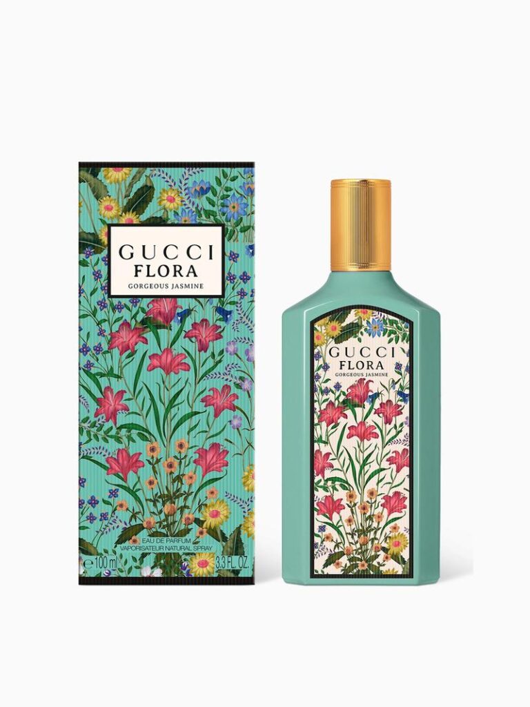an image of gucci flora gorgeous jasmin perfume with its box