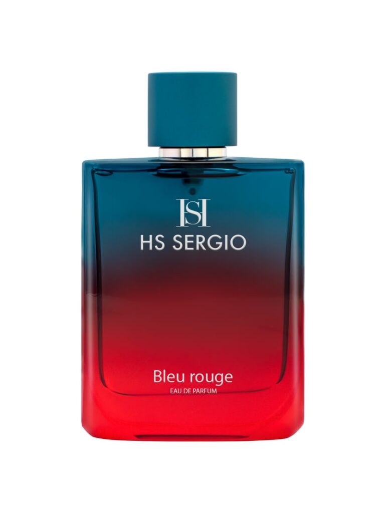HS Sergio Perfume - Is It Your New Must-Have? 19 Image of HS Sergio Bleu Rouge Eau de Parfum, unisex fragrance in a bold, red and blue bottle
