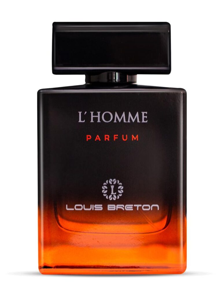 L Homme' by Louis Breton, displayed in a 100ml eau de parfum bottle.