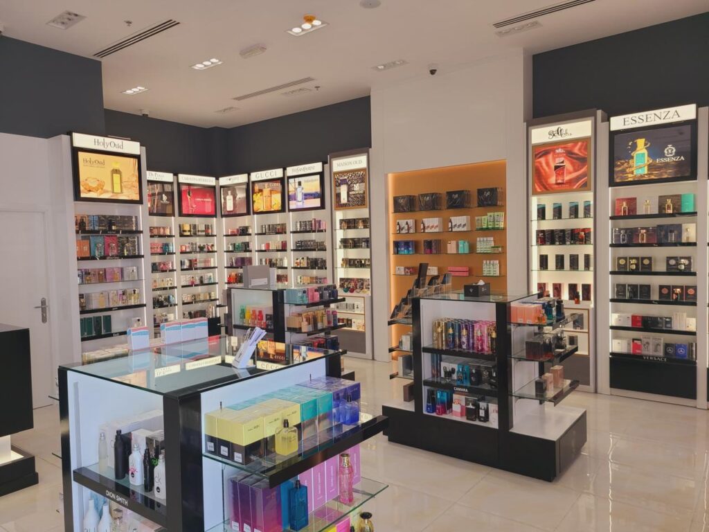 Interior view of the new V Perfumes store in Galleria mall Muscat