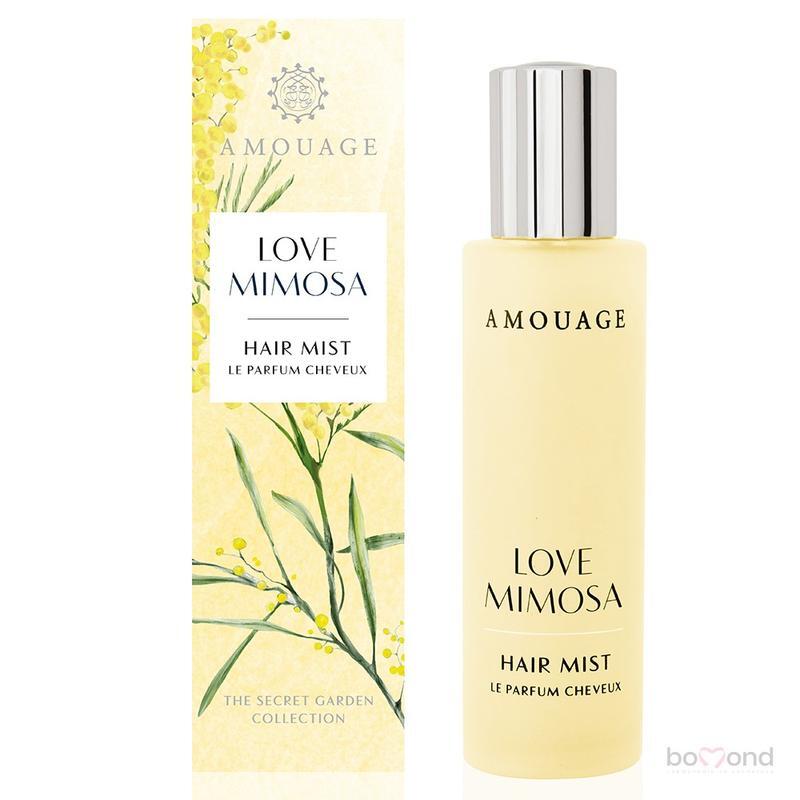 An image of Amouage love mimosa hair mist with its box