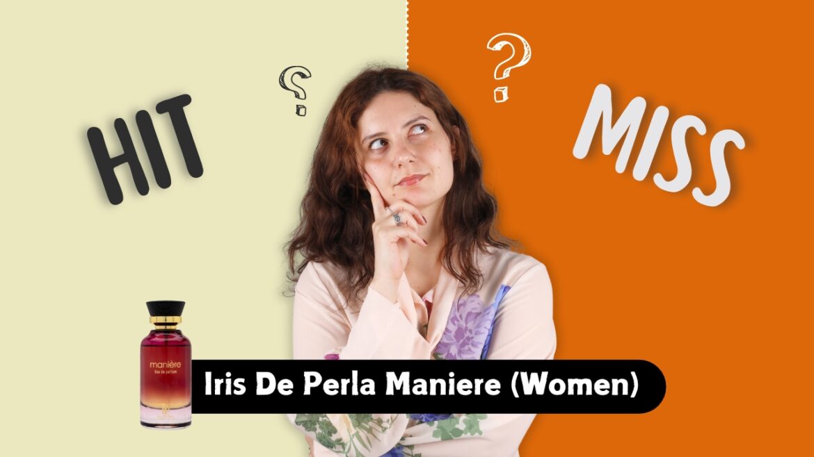 A creative illustation of a girl thinking about whether the perfume Iris de perla maniere is a hit or a miss