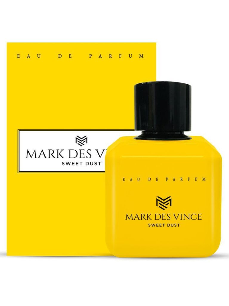 An image of Mark des vince sweet dust perfume with its box