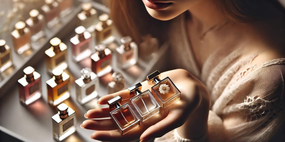 mini-perfumes-collection An image of different mini perfumes in the hands of a girl