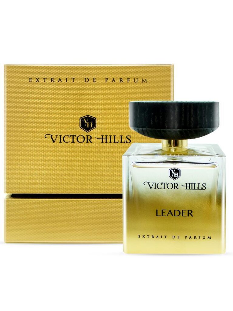 An image of Victor hills leader gold extrait de parfum with its box.