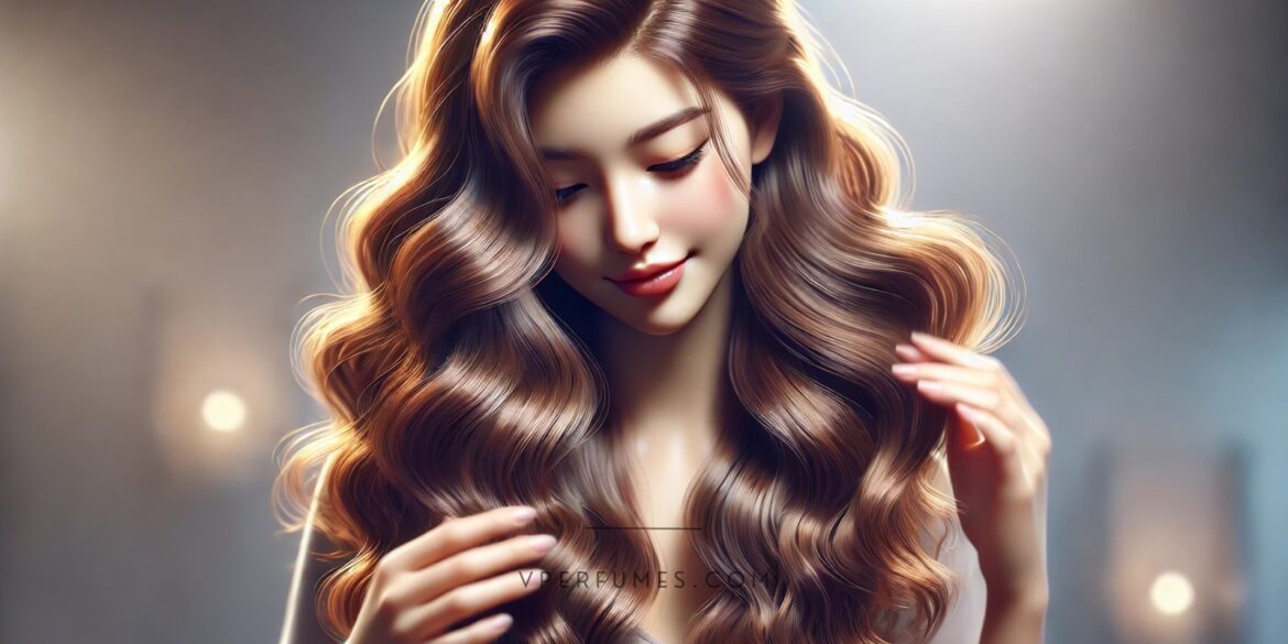 A creative illustration of a girl flaunting her wavy shiny hair.