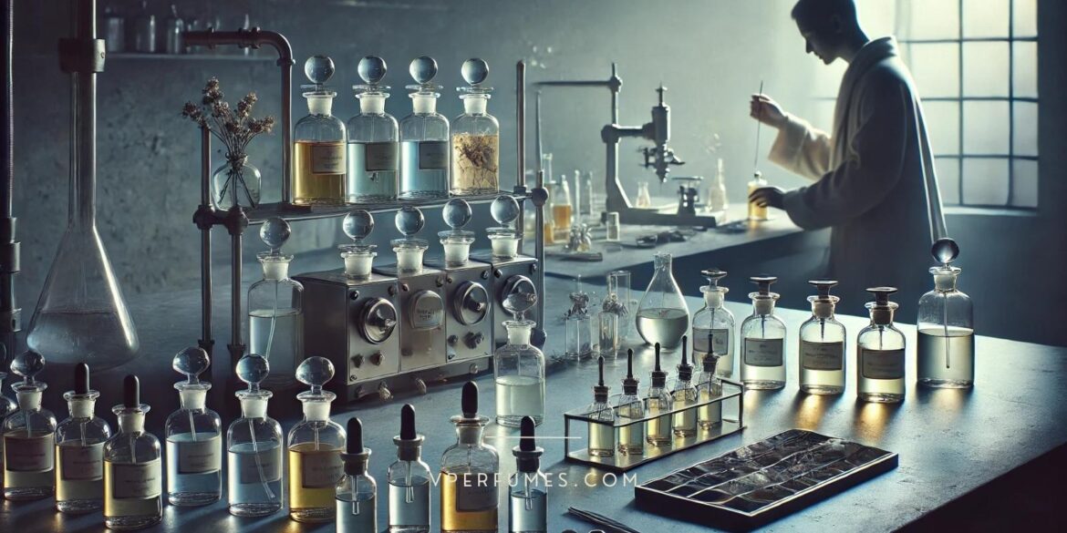 A creative illustration of different perfumes during the process of maceration
